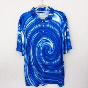 Obnoxious Golf Mens Polo Shirt Size L Loud Active Outdoors Stretch Blue